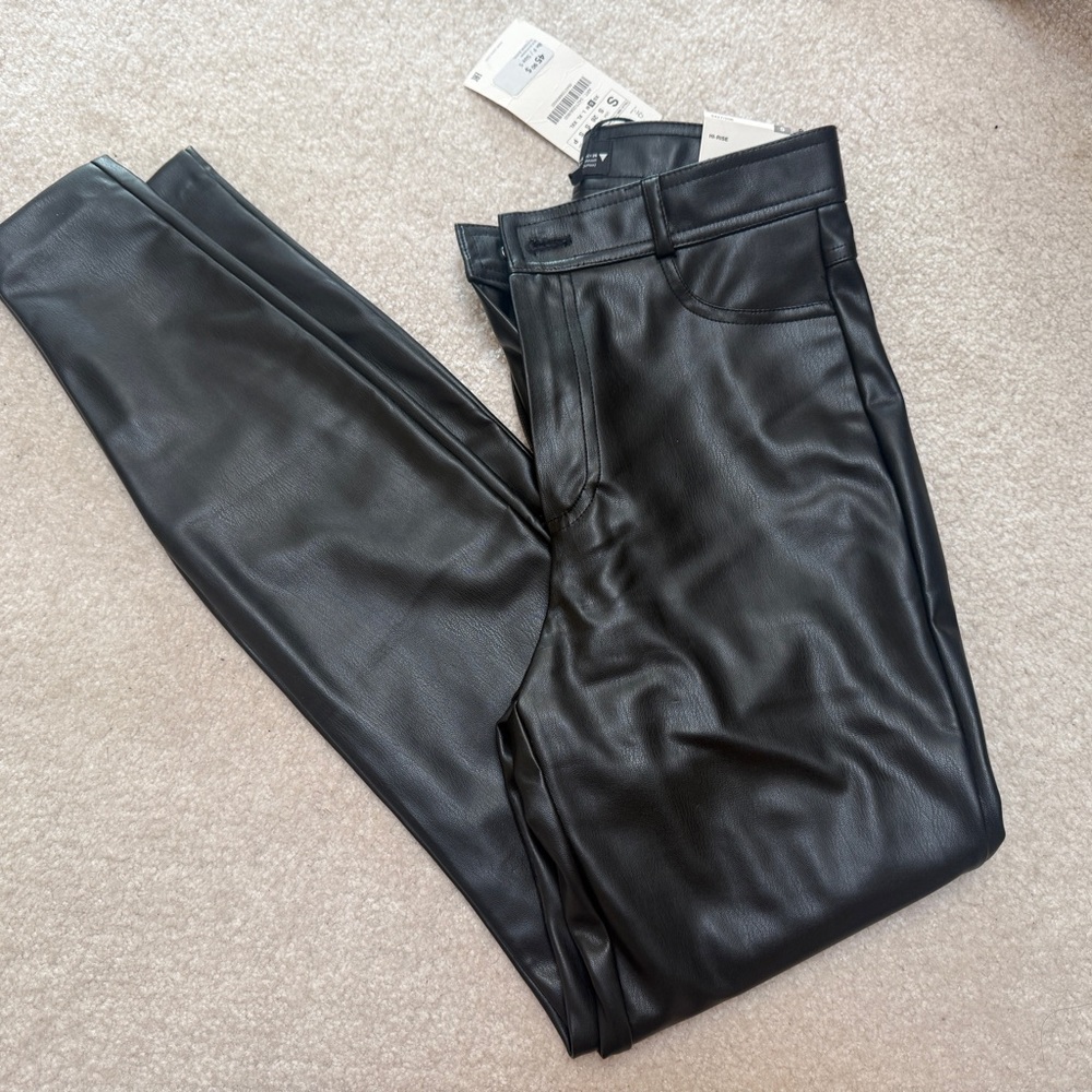 Zara Black Faux Leather Skinny Pants